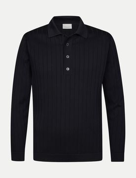 Langarm-Poloshirt Schwarz M