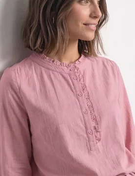 Langarm Cordbluse mit Rüschendetails female Rosa - Street One - FashionsVida