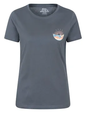 Oban' Womens T-Shirt 100% Cotton Uv 50+ Protection Breathable Graphic Top Dark Blue - Size 14 Uk - Mountain Warehouse - FashionsVida