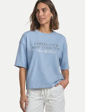 Kurzarm-Sweatshirt Blau 42 - Street One - FashionsVida