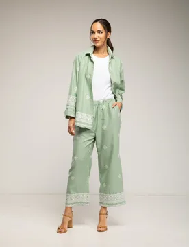 Conjunto de mujer de camisa y pantalon bordado - Tantra - FashionsVida