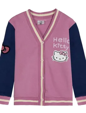 Giacca Da Baseball In Cotone Spazzolato Hello Kitty