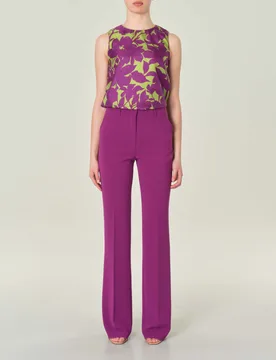 Pantaloni viola straight in cadi con piega stirata fronte e retro - Max Mara - FashionsVida