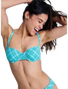 Top Bikini Essentials Pt Underwire Bralette Katydid As If Plaid XL