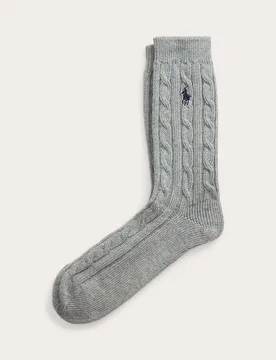 Calzini Polo grigi in misto cotone a trecce con logo Pony ricamato - Ralph Lauren - FashionsVida