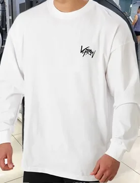 Long Sleeve Shirt Men Loose and Comfortable Drop Shoulder Casual Workout Gym Fitness T Shirts Underwear Shirts - Aliexpress - FashionsVida