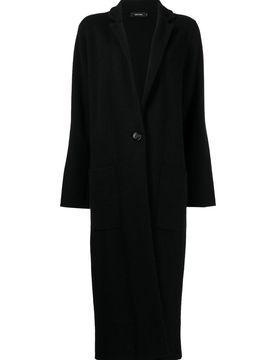 Cashmere Straight-Leg Coat with Peak Lapels and Patch Pockets