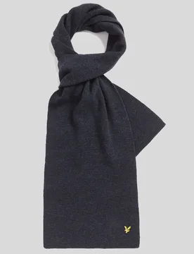 Mens Lambswool Blend Ribbed Scarf - Navy - One Size - Lyle & Scott - FashionsVida