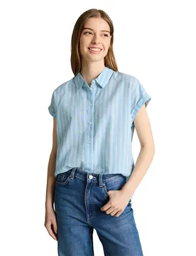 Chemise à Manches Courtes 1050272 Blue White Stripe S