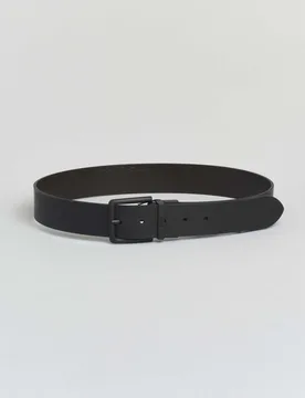 Cintura in vera pelle nera liscia reversibile in martellata - BOSS - FashionsVida