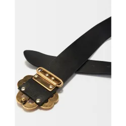 Cinturón de mujer de piel con hebilla dorada y 4 cm de ancho