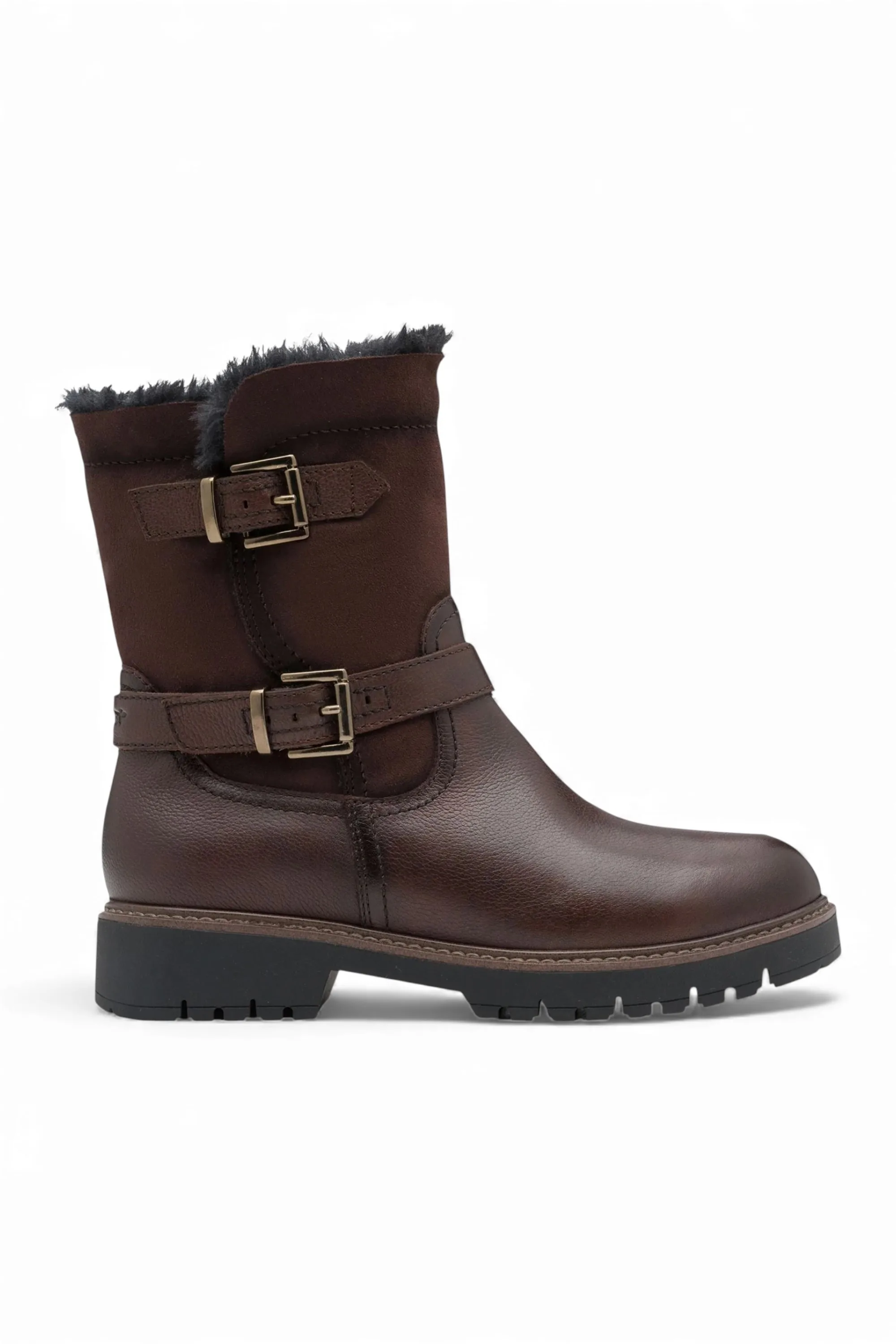 Womens Winter Leather Buckle Zip Biker Ankle Boots - - Size: 6 - Tamaris - FashionsVida
