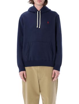 Men's Recycled Cotton-Blend Fleece Hoodie with Drawstring Hood and Embroidered Chest Logo