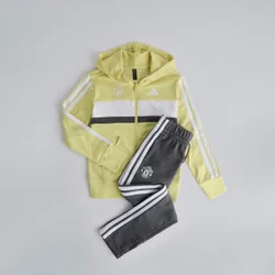 Manchester United x Kids Essentials Tiberio 3-Stripes French Terry Tracksuit Yellow/Grey 11-12Y