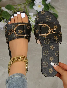 Sandalias planas para mujer, punta redonda con hebilla elegante, cómodas, elegantes y versátiles, adecuadas para vacaciones, citas, playa, verano, e - Shein - FashionsVida