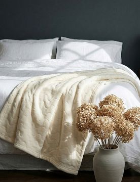 Coperta con motivo ondulato - panna