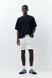 Ripped Denim Bermuda Shorts (Size: )