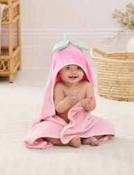 Pure Cotton Strawberry Hooded Towel Pink unisex
