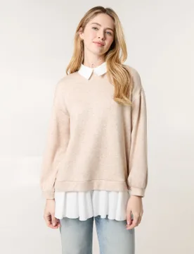 In1 Cut & Sew Sweater - M/L / OATMEAL - female - Blue Vanilla - FashionsVida