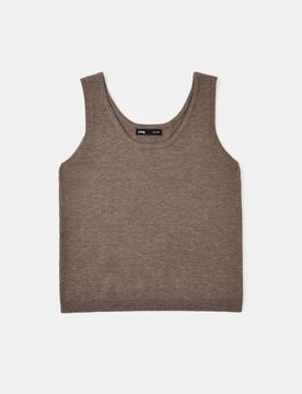 Maglione basic con spalline - caffè