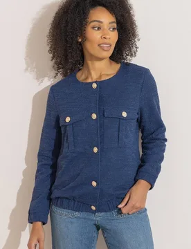 Boucle Bomber Jacket - Navy - Size: 22 - Klass. - FashionsVida