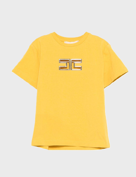 T-shirt con logo bambina giallo