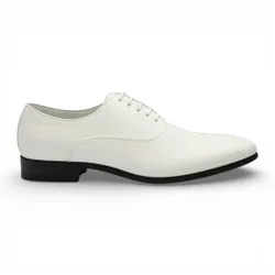 Mens Formal White Patent Pu Oxford Dress Brogue Shoes Faux Leather - Size Eu 41