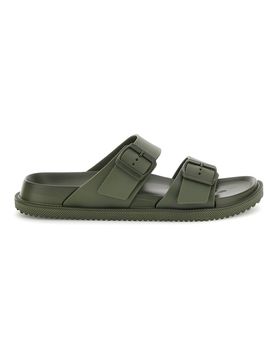 Ciabatte verde militare con doppia fibbia 72593 40/41