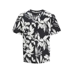 Mens Floral Print T-Shirt With Leaf Design - Black - Size 2xl