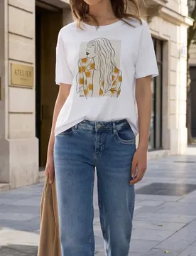 Street One T-Shirt mit Rundhals und Frontprint female Weiß