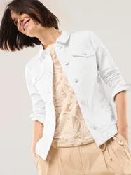 Jeansjacke, normale Größen, Farbe Weiß, 46, ultrabequem extra weich Damen