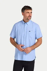 Classic Short Sleeve Linen Mens Shirt - - Size: 6XL