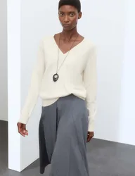 Pure Cashmere V-Neck Relaxed Jumper Ivory female