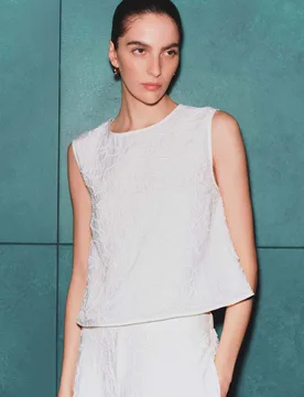 Viscose Rich Embroidered Shell Top Ivory female - Autograph - FashionsVida