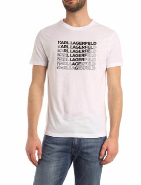 T-shirt bianca con stampa Karl Triangle