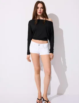 Asymmetrisches Modal-Shirt Schwarz S - Stradivarius - FashionsVida