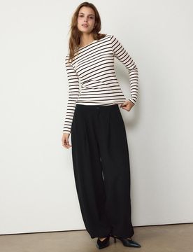 Basic-Langarmshirt mit Streifen Ecru XL