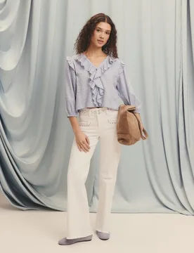 Vaquero liso de algodón de mujer - Green Coast - FashionsVida