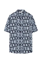 Tile print viscose shirt male