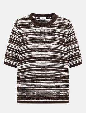 Kurzarm-Strickpullover Braun M