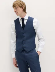 Textured Check Stretch Waistcoat Mid Blue male