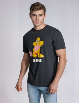T-shirt in cotone con stampa The Simpsons - grigio scuro