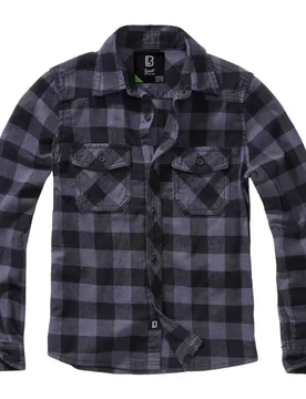 Camicia A Maniche Lunghe Check Black / Grey 158-164 cm - Brandit - FashionsVida