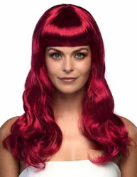 Langhaarperücke für Damen rot - female