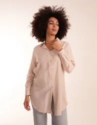 Linen Button Front Shirt - S / Linen - female