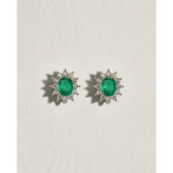 Pendientes de oro con diamante y esmeralda