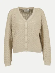 Strickjacke mit Ajour-Muster Beige 42