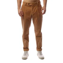 Mens Perin Solid Patterned Roll Up Cuff Trousers In Beige - Size 38w/32l