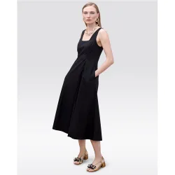 Vestido midi popelín de tirantes ajustado