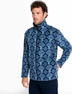 Chaqueta de pijama de hombre de forro polar color aguamarina - El Búho Nocturno - FashionsVida